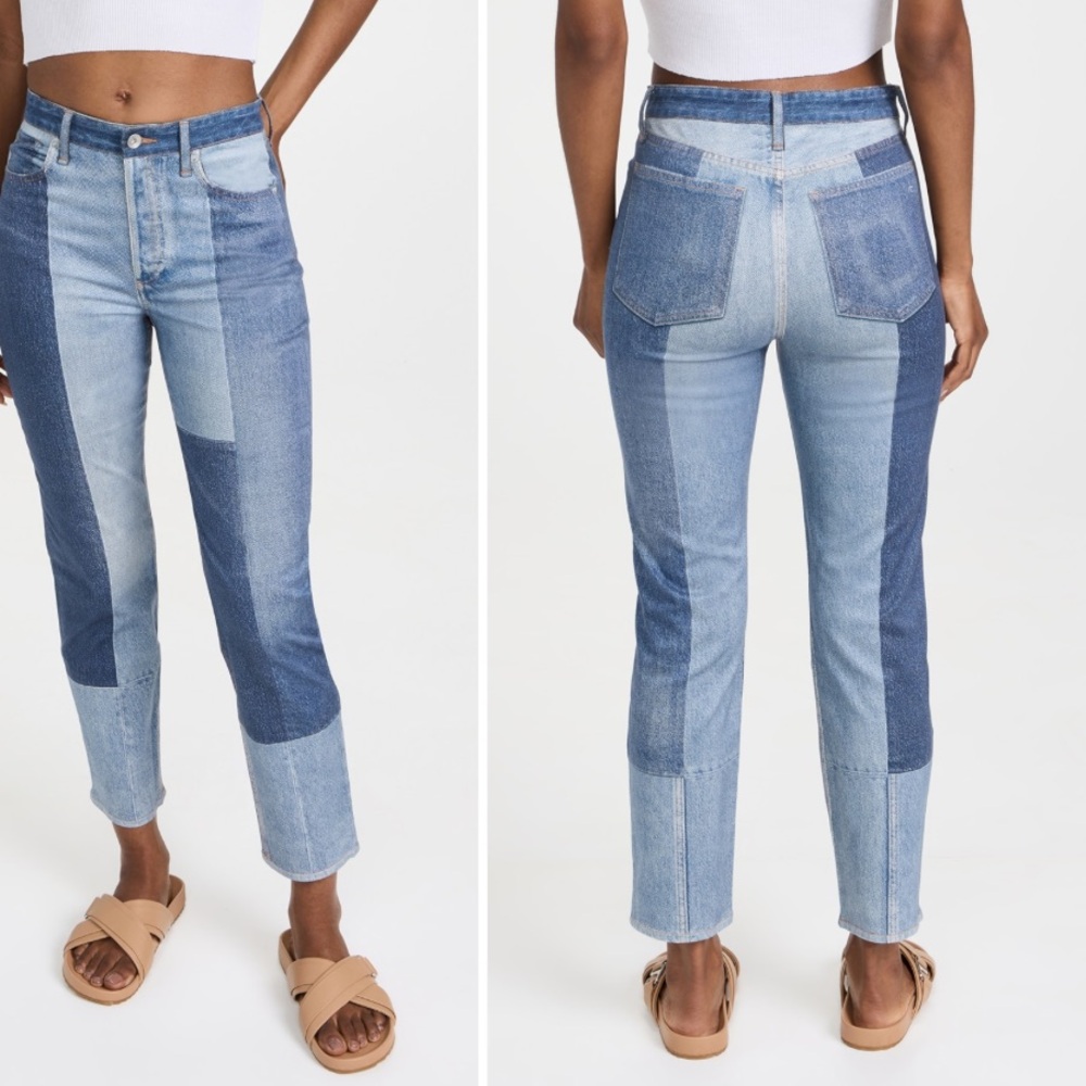 rag & bone Two-Tone Patchwork Denim Jeans - Light & Dark Blue *tag now removed.